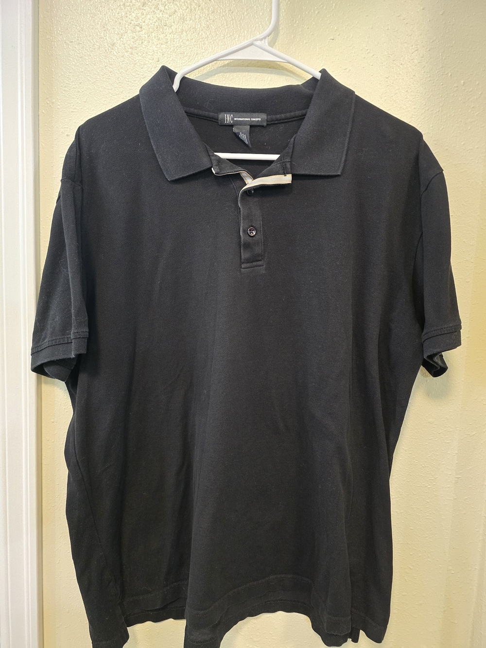 INC International Concepts Men's Solid Black Polo with Button Placket